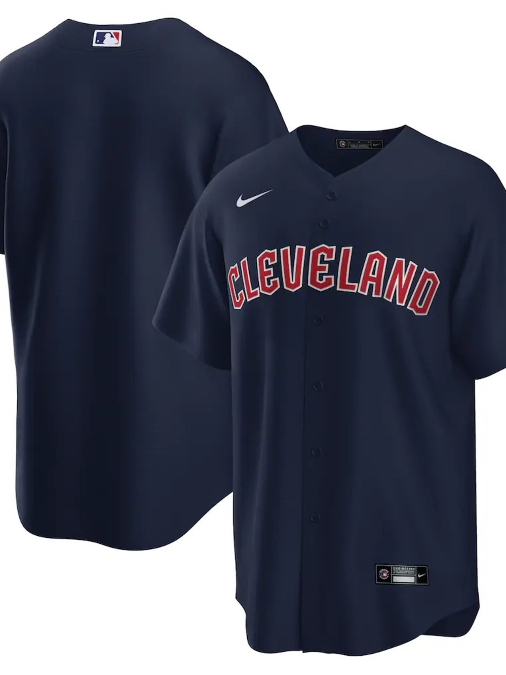 Nike Navy Cleveland Baseball Jersey with Red/White Script
